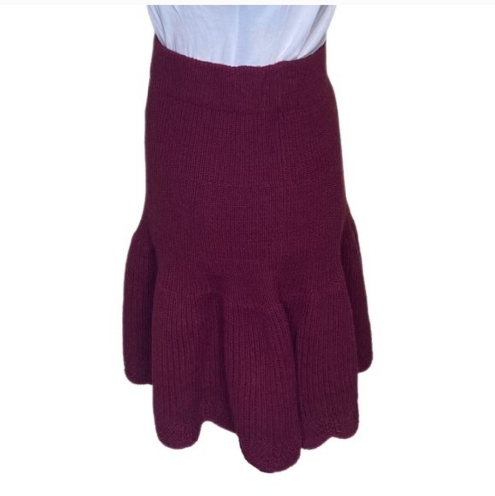 Liefnotes For Anthropologie Burgundy Sweater Skirt Wool Blend Size S - Picture 2 of 7